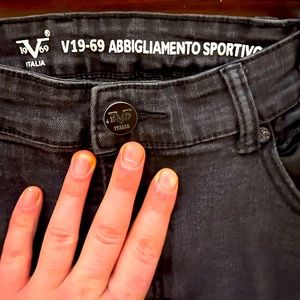 Black biker jeans. Italian designer abbigliamento